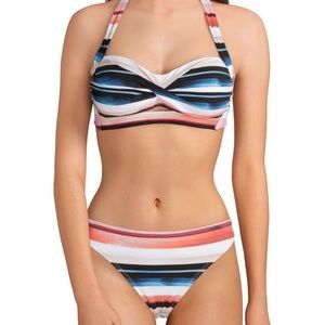 Cremieux Bikini Meridan Stripe Twist Halter Bikini Set NWT
